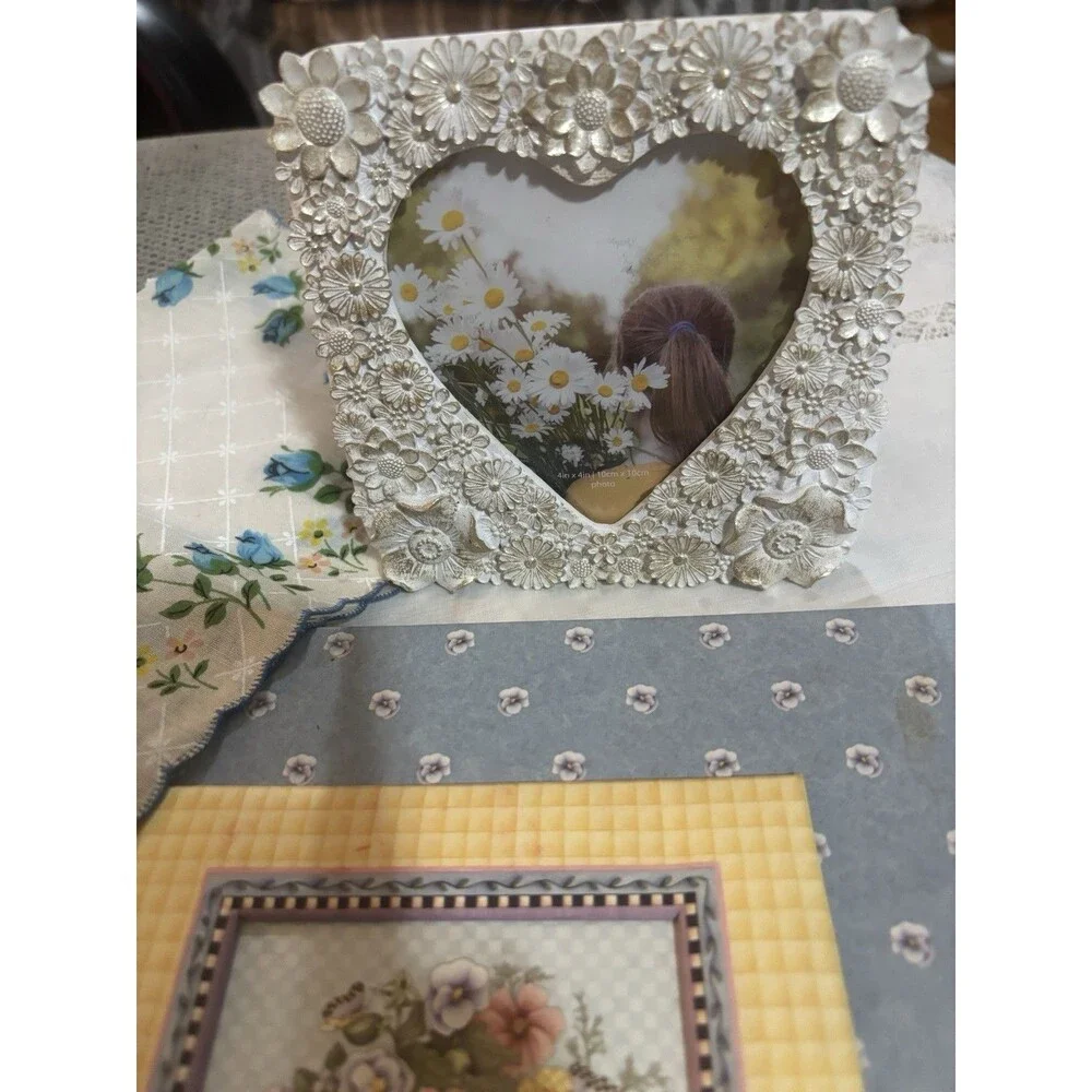 Vintage Cottagecore Stationery Lot Cards Organizer Hankie Frame Paper Ephemera